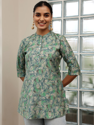 LIBAS Women Printed Straight Kurta(Green)