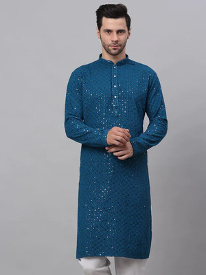 S KUADA Men Solid A-line Kurta(Blue)