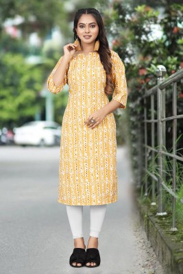 Dazzle International Women Solid Straight Kurta(Yellow)