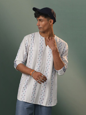 VASTRAMAY Men Printed Straight Kurta(White)