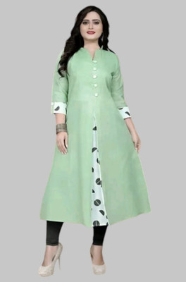 Texpa Fashion Women Printed A-line Kurta(Green)