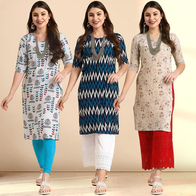 1 Stop Fashion Women Printed Straight Kurta(Multicolor)