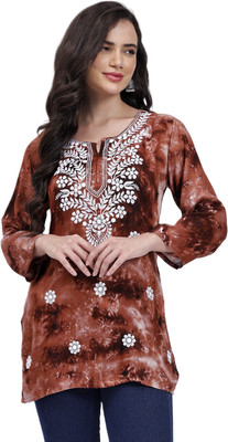 Sanvi Fashion Women Printed Straight Kurta(Brown)