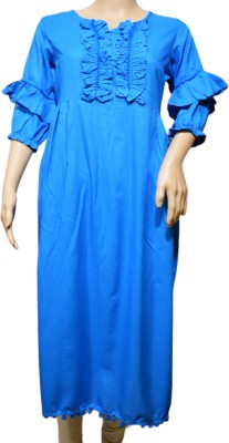 Anush Collections Women Self Design Ethnic Dress Kurta(Blue)