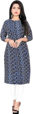 rivaaz Women Printed A-line Kurta(Blue)