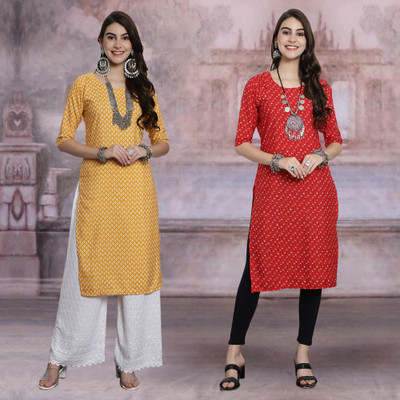 Moda Rapido Women Printed Straight Kurta(Multicolor)