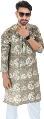 LADSLOOM Men Printed A-line Kurta(Light Green)