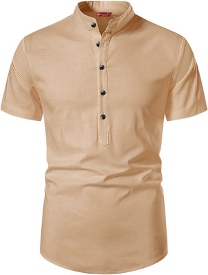 Yugnik Men Solid A-line Kurta(Orange)