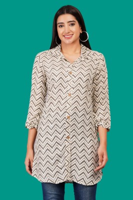 sana fashion Women Printed Straight Kurta(Beige)