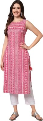 Madhurima Collection Women Printed Straight Kurta(Pink)