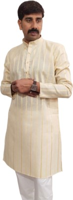 AYUSHMAN SURAT TEXTILE Men Striped Straight Kurta(Beige)