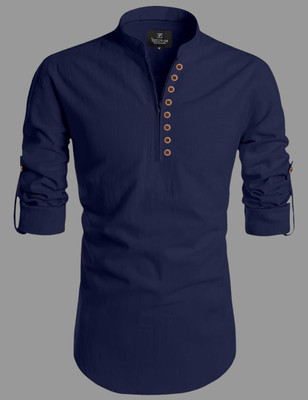 VELLOSTA Men Solid A-line Kurta(Blue)