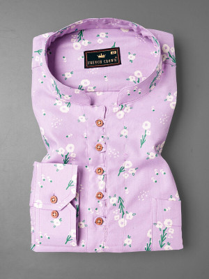 french crown Men Printed Straight Kurta(Yellow)