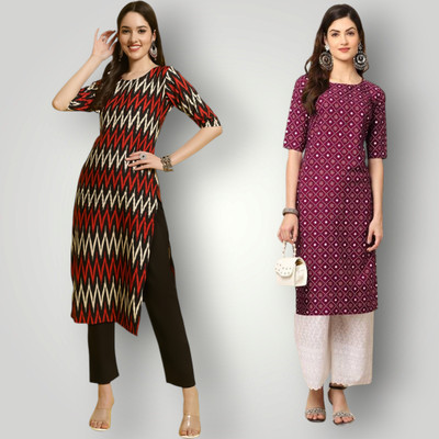 KAUTAQI Women Self Design Straight Kurta(Multicolor)