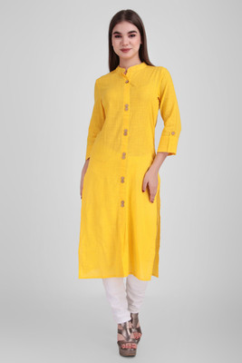 ravishree Women Solid Straight Kurta(Yellow)