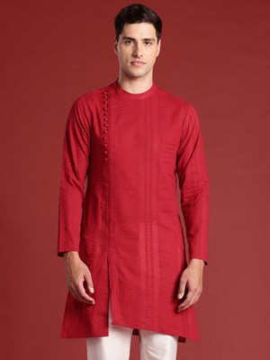ANOUK Men Solid Straight Kurta(Red)