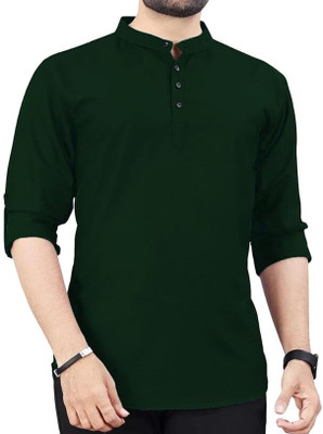 Vimal Star Men Solid A-line Kurta(Dark Green)