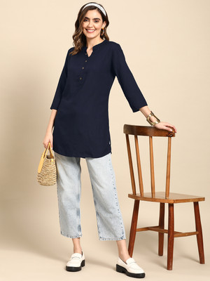 Divyank Women Solid A-line Kurta(Dark Blue)