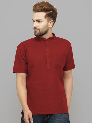 FLIIP TRADING Men Solid Flared Kurta(Maroon)