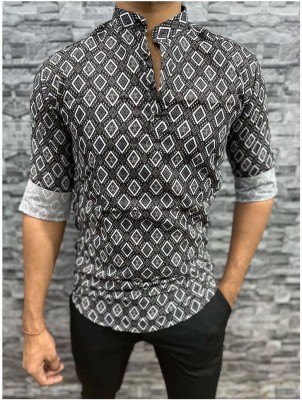 mahadevesh Men Printed Straight Kurta(Black, Grey, White)