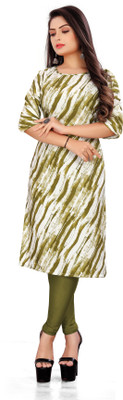 ShopGlobal Women Striped A-line Kurta(Green)