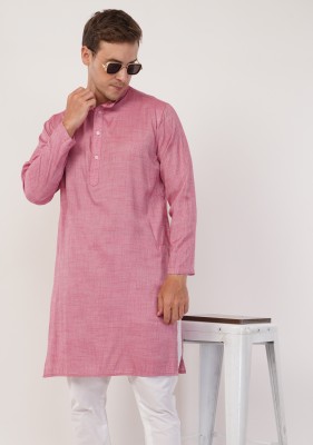 Sypher Boutique Men Self Design Straight Kurta(Pink)