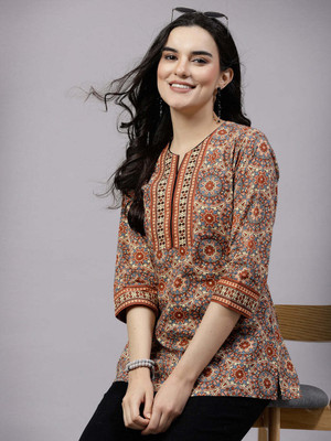 SHANOOR TEXTILE Women Printed Tunic Kurta(Multicolor)