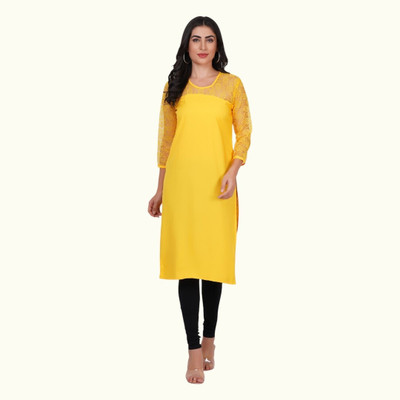 StylishKurta Women Solid Straight Kurta(Yellow)