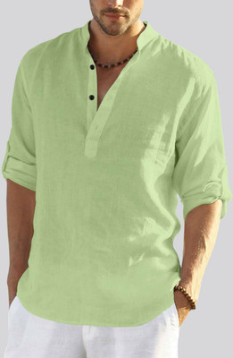 ZARTHA Men Solid Straight Kurta(Green)