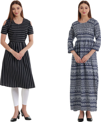 HouseOfCommon Women Solid Anarkali Kurta(Black)