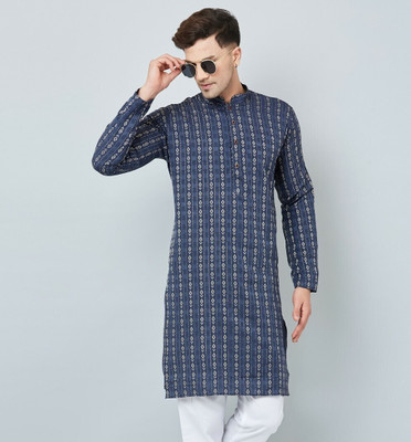 ARMAAN ETHNIC Men Self Design Straight Kurta(Blue)