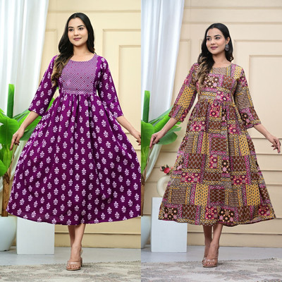 Kadri Women Floral Print A-line Kurta(Multicolor)