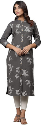 Blocks Of India Women Printed A-line Kurta(Grey)