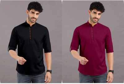 StoneHeart Men Solid Straight Kurta(Multicolor)
