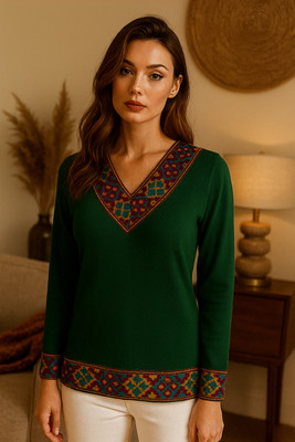 Blushh Collection Women Printed Straight Kurta(Dark Green)