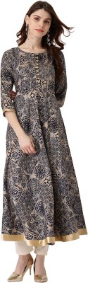 LIBAS Women Abstract Anarkali Kurta(Blue)