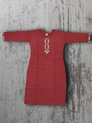 shan Collection Women Solid A-line Kurta(Red)