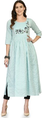 AnjuShree Choice Women Embroidered Anarkali Kurta(Light Blue)