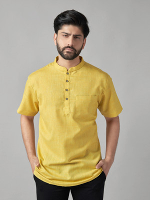JUGG JUGG JEEYO Men Solid Straight Kurta(Yellow)
