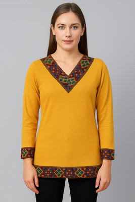 MEAVYIL Women Printed Straight Kurta(Yellow)