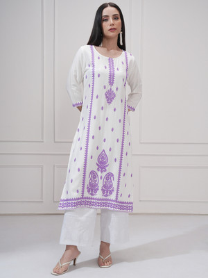 Vishudh Women Embroidered A-line Kurta(Multicolor)