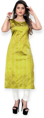 MAHADEV CREATION Women Striped Straight Kurta(Yellow)