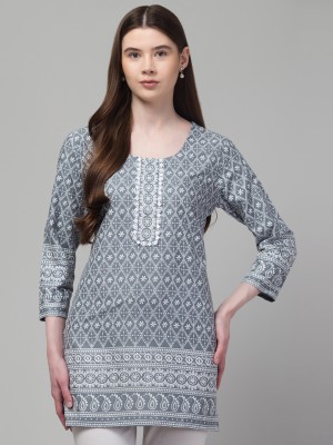 Af Fashion Hub Women Printed A-line Kurta(Grey)