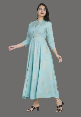 RACHNA FASHION Women Printed Anarkali Kurta(Blue)
