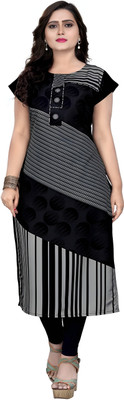 SHREE INFINITY EXPORT Women Printed A-line Kurta(Black)