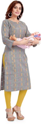 B2Fashion Women Printed Straight Kurta(Grey)