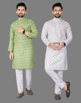 DHASU TRENDZ Men Printed Straight Kurta(Multicolor)