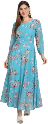 DHYAN CREATION ONLINE Anarkali Gown(Light Blue)