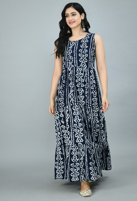 jenswi Women Bandhani Anarkali Kurta(Pink)