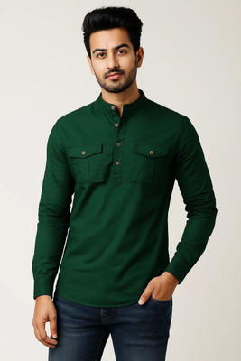 RAREMARK Men Solid Straight Kurta(Green)